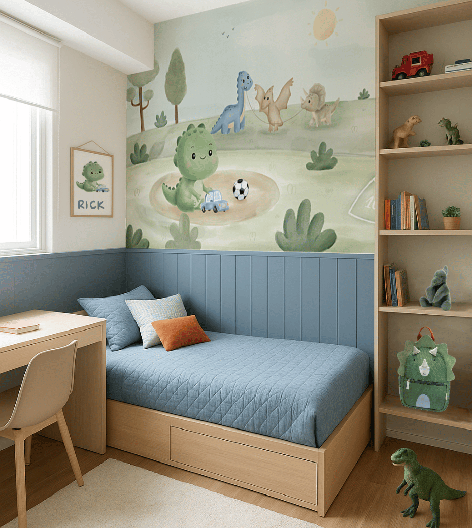 Papel de Parede Dino Brincando no Parquinho - CaBitt Artes