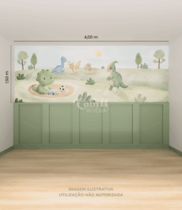 Papel de Parede Dino Brincando no Parquinho - CaBitt Artes