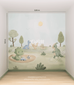 Papel de Parede Dino Brincando no Parquinho - CaBitt Artes