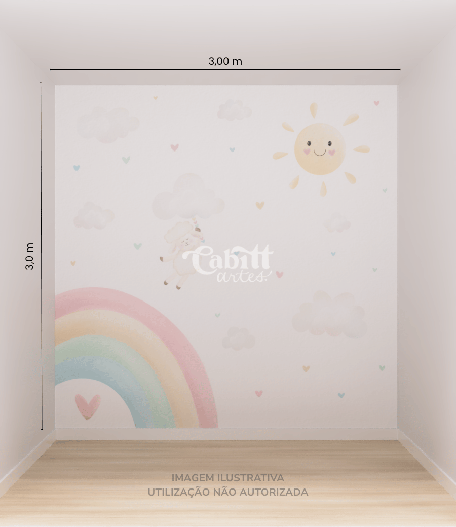 Papel de Parede Infantil Ovelhinha e Céu