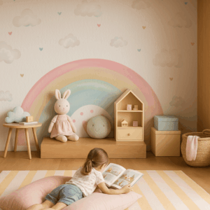 Papel de Parede Infantil - Arco Íris Aquarelado