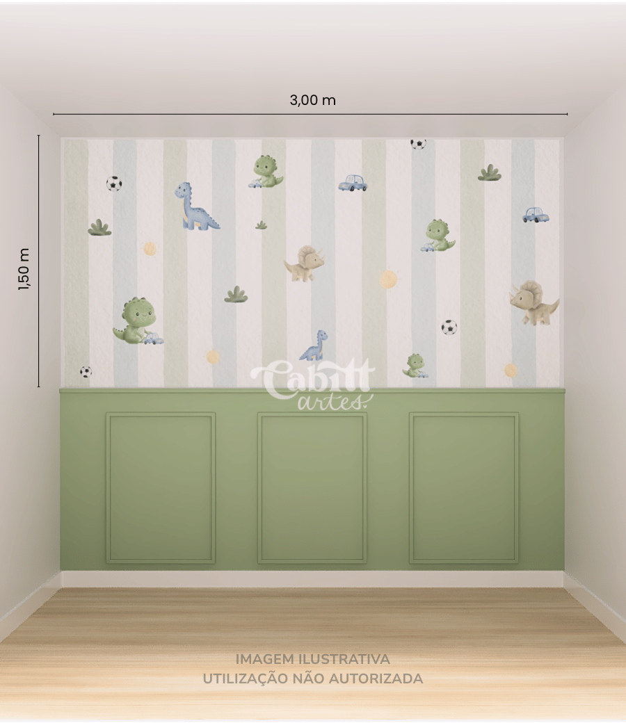 Papel de Parede Infantil Dinossauro Estampado Menino