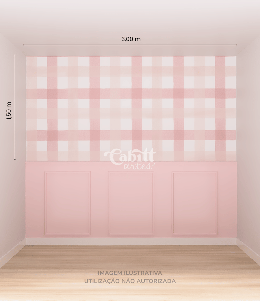 Papel de Parede Quadriculado Vichy Rosa