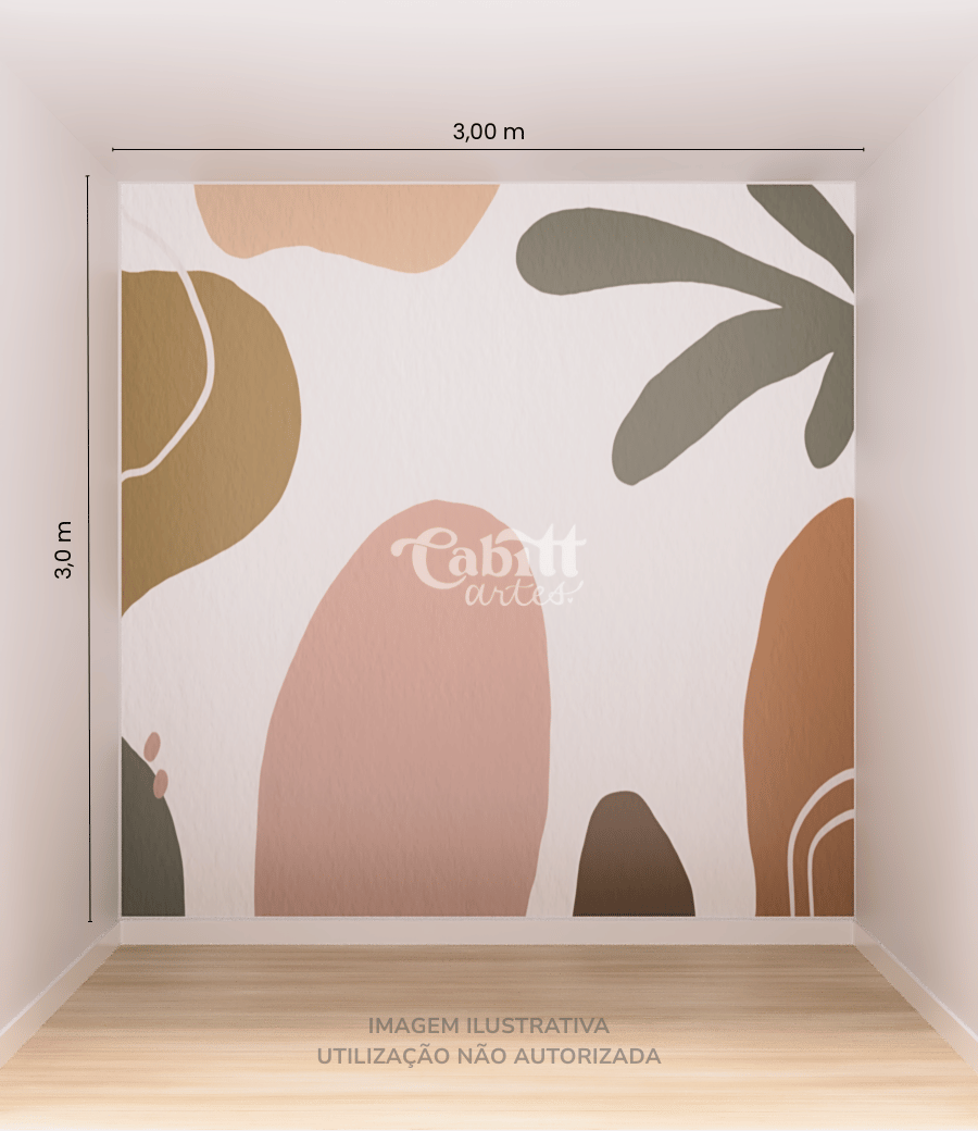 Papel de Parede Arte Orgânica Abstrata Minimalista