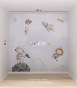 Papel de Parede Infantil Astronauta no Universo