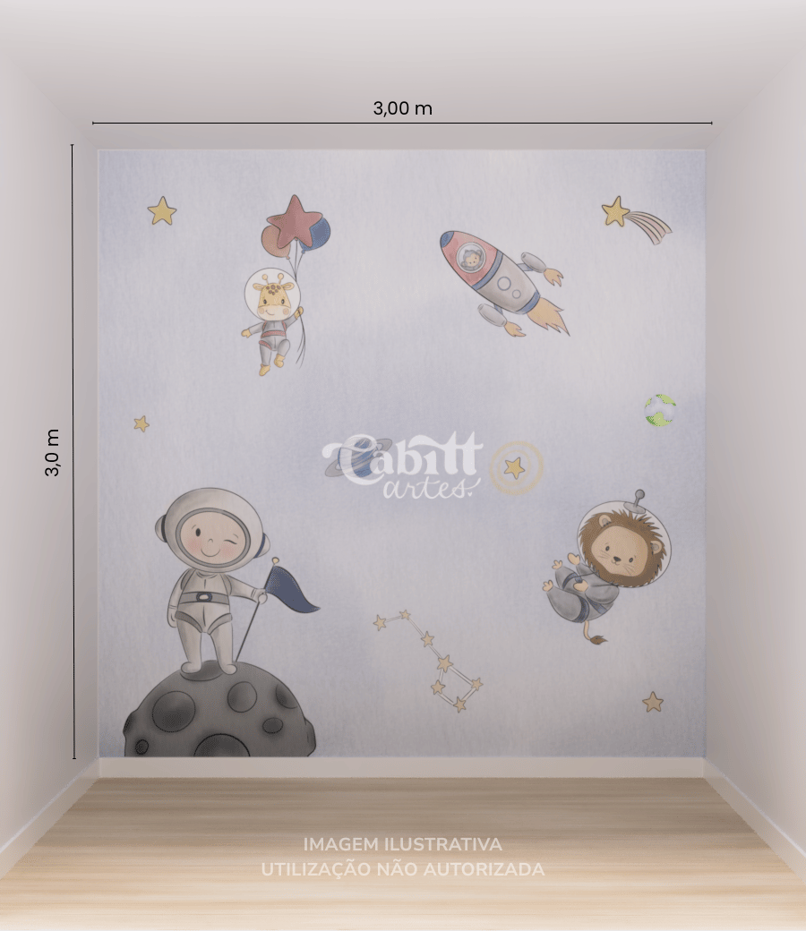 Papel de Parede Infantil Astronauta no Universo