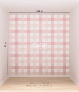 Papel de Parede Quadriculado Vichy Rosa