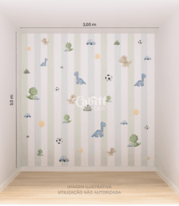 Papel de Parede Infantil Dinossauro Estampado Menino