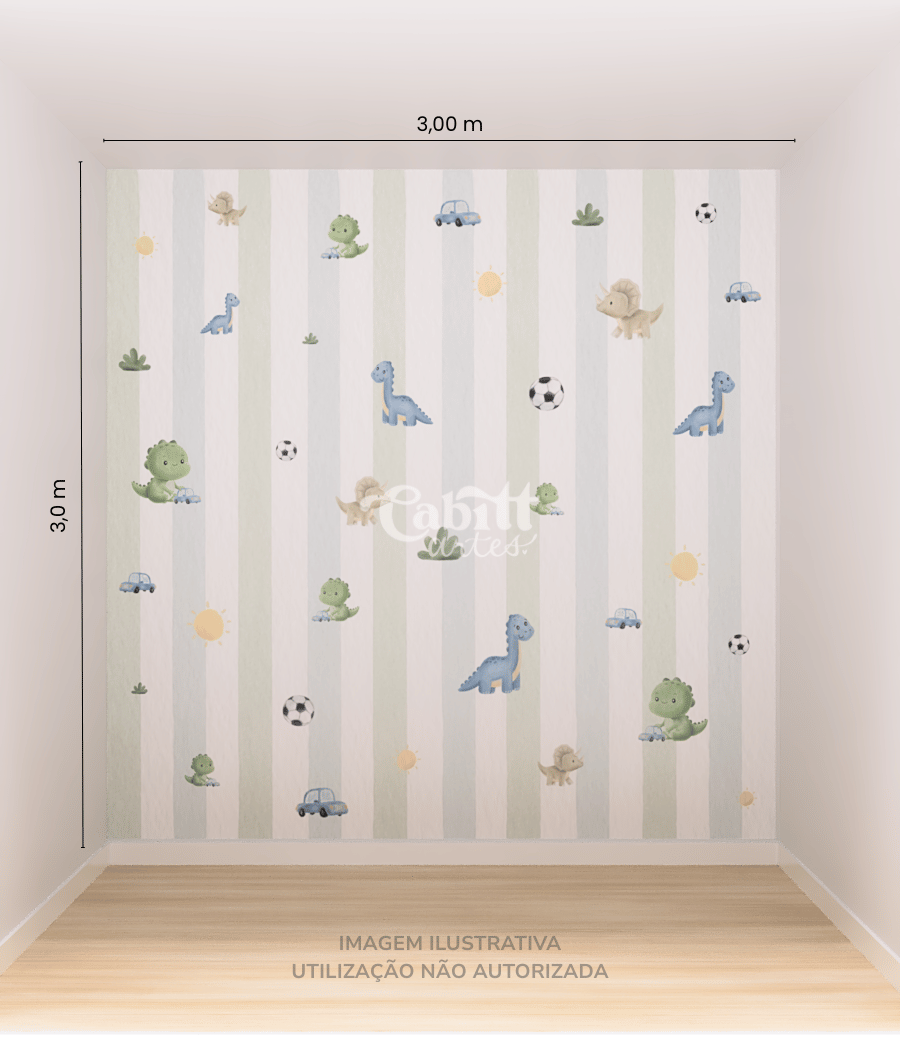 Papel de Parede Infantil Dinossauro Estampado Menino