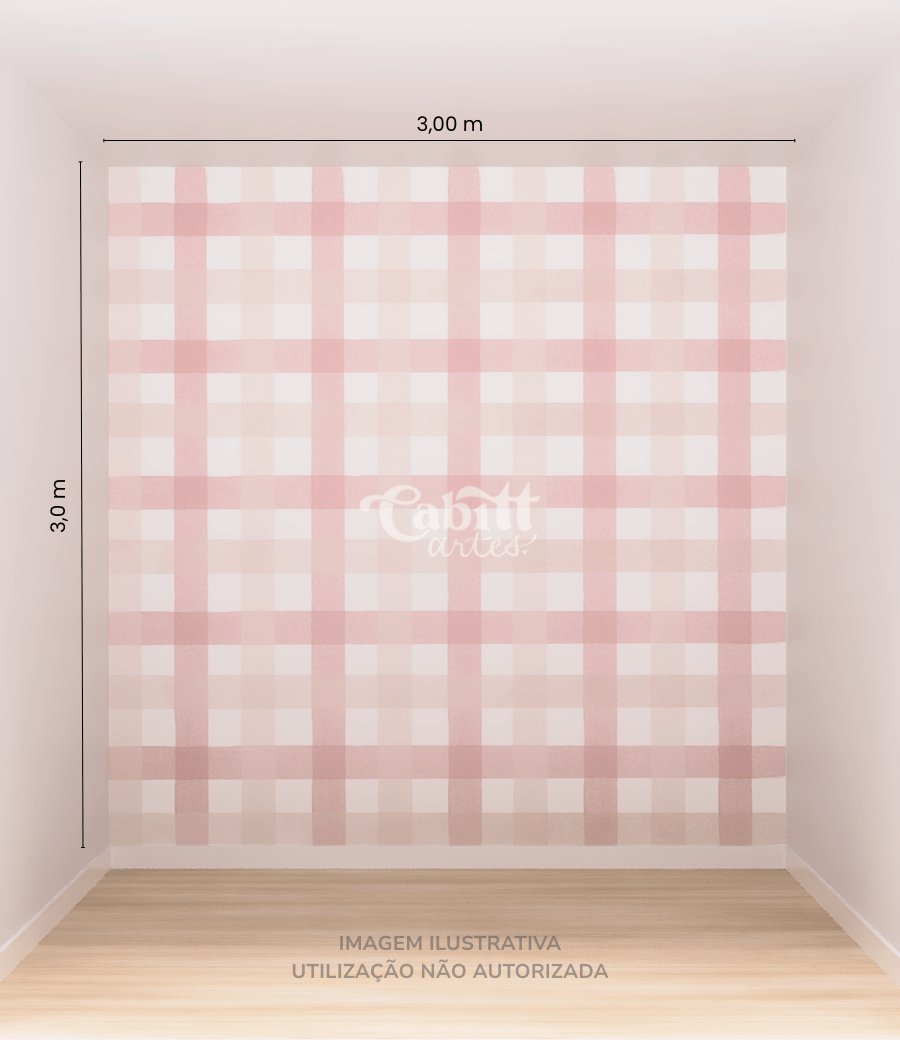 Papel de Parede Quadriculado Vichy Rosa