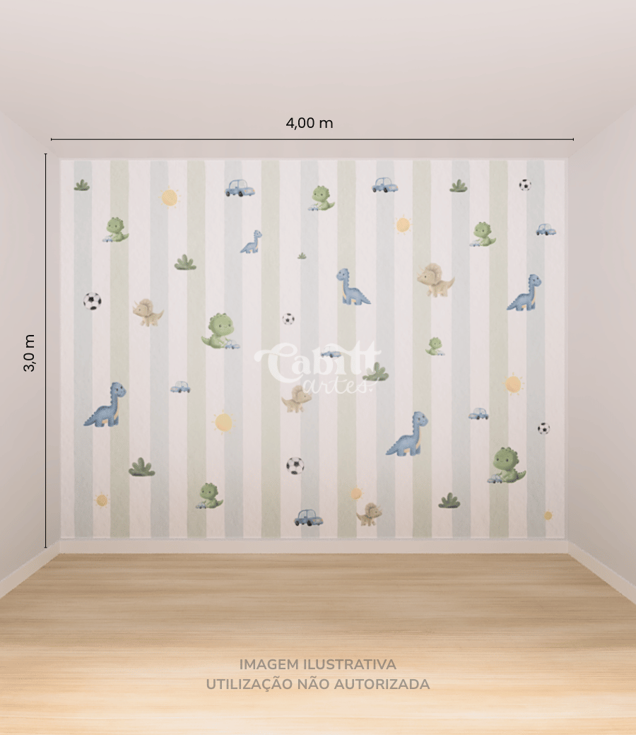 Papel de Parede Infantil Dinossauro Estampado Menino