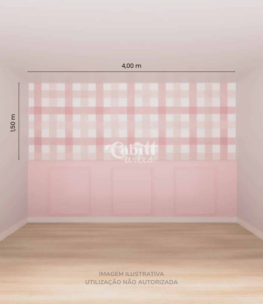 Papel de Parede Quadriculado Vichy Rosa