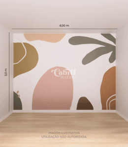 Papel de Parede Arte Orgânica Abstrata Minimalista