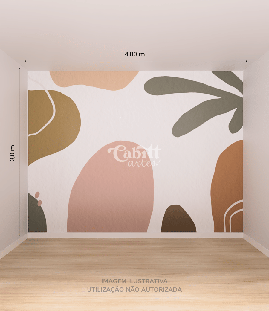 Papel de Parede Arte Orgânica Abstrata Minimalista