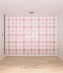 Papel de Parede Quadriculado Vichy Rosa