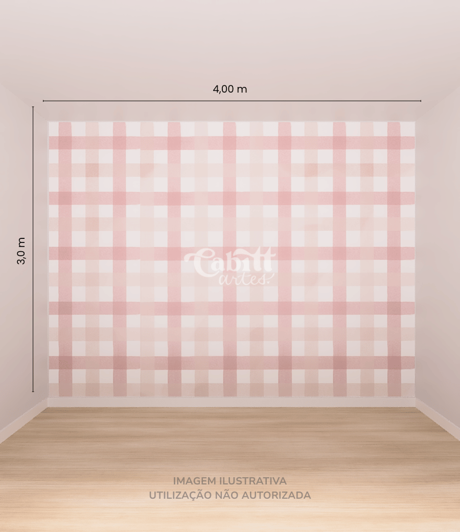 Papel de Parede Quadriculado Vichy Rosa