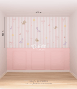 Papel de Parede Infantil Dinos & Laços - Meninas