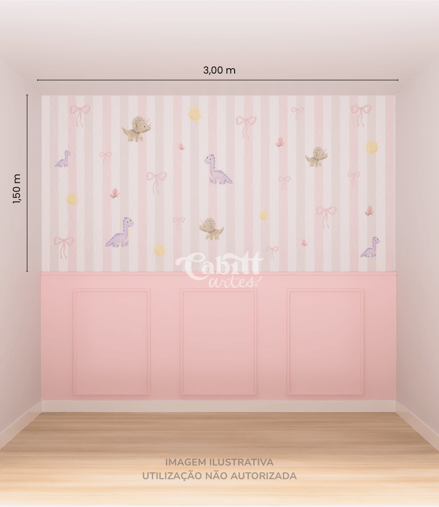 Papel de Parede Infantil Dinos & Laços - Meninas