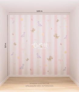 Papel de Parede Infantil Dinos & Laços - Meninas