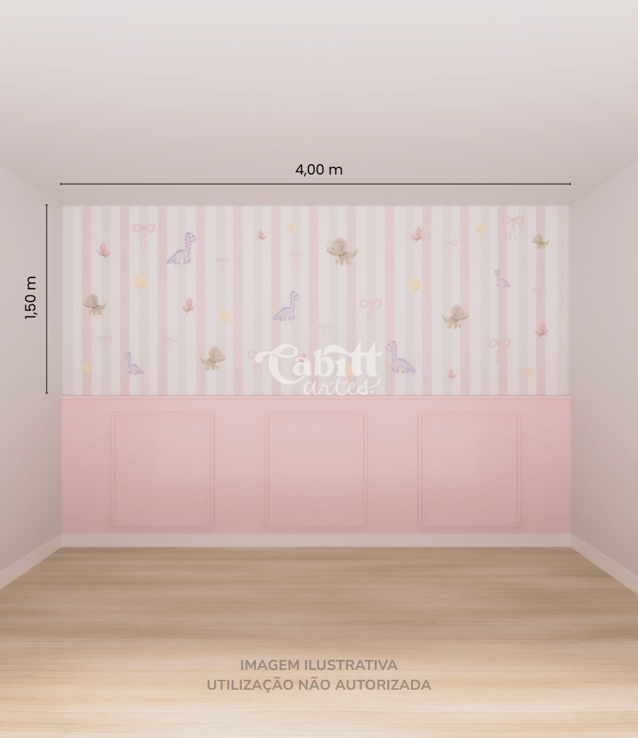 Papel de Parede Infantil Dinos & Laços - Meninas