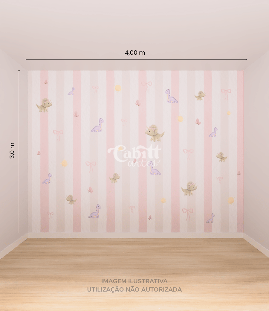 Papel de Parede Infantil Dinos & Laços - Meninas