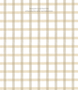 Quarto infantil com papel de parede aquarelado vichy marrom em tons suaves, criando um ambiente acolhedor e organizado.